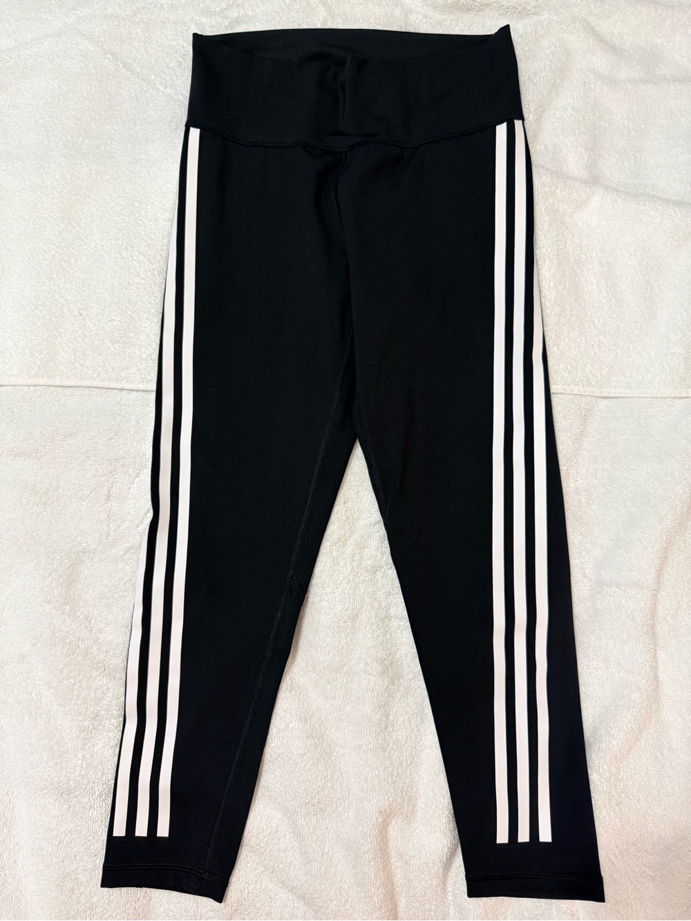 juniors or kids maybe? L Black adidas Leggings with White Side Stripes
